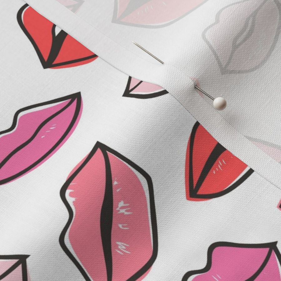 Lips Kiss Valentine Lipstick Love Red Fabric | Spoonflower