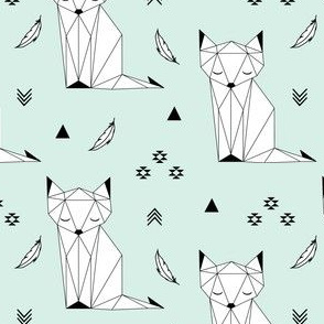 Sleepy Fox Feathers - Mint