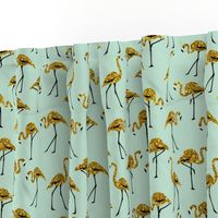 gold glitter flamingos - mint