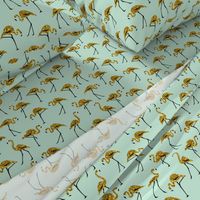 gold glitter flamingos - mint