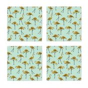 gold glitter flamingos - mint