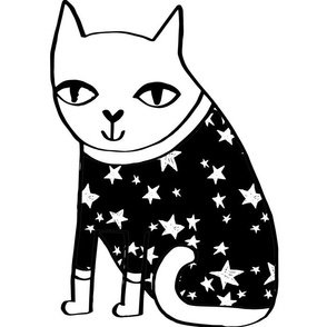 cat plush // plushie plush toy cut and sew black and white stars cute pet pillow cat pillow cat lady crafts