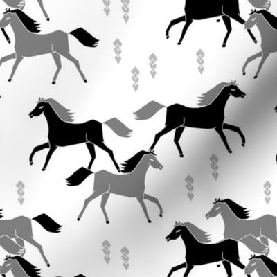 horses // black and grey horses running horses western 