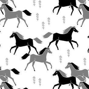 horses // black and grey horses running horses western 