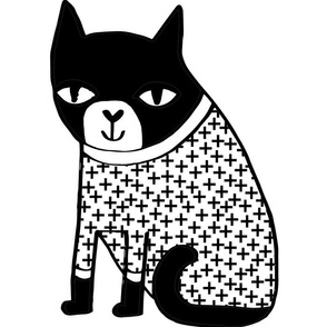cat plush plushie black and white sweater // cut and sew plush plushie cat pillow pet pillow sweater cat