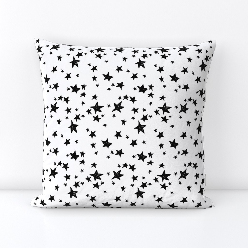 Stars // black and white stars minimal modern baby nursery quilt