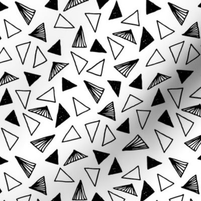 Triangles // scattered triangle shapes geometric black and white nursery 