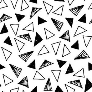Triangles // scattered triangle shapes geometric black and white nursery 