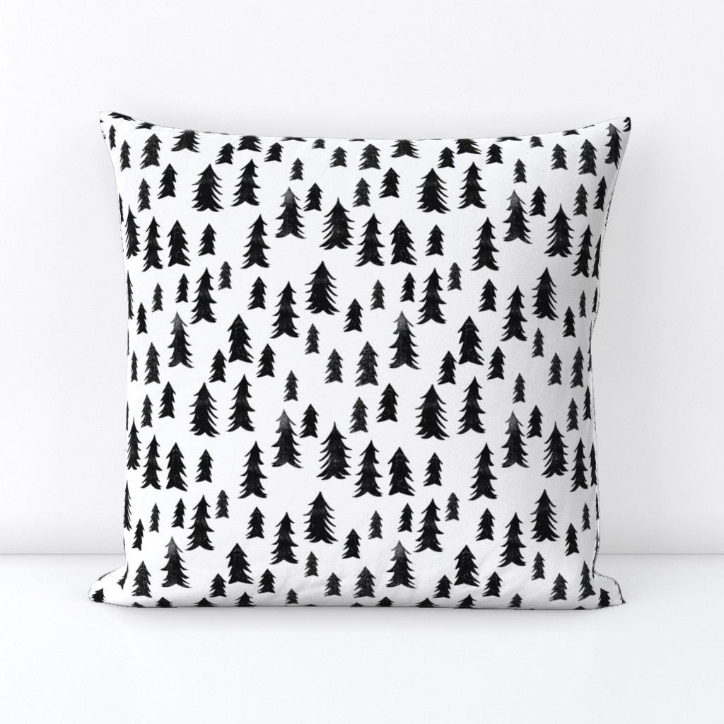 black and white trees // forest nursery camping nature minimal modern baby