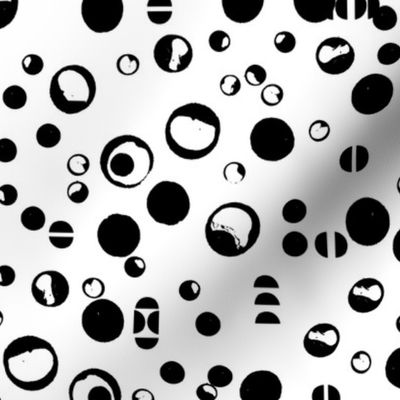 Black and white shapes dots ink brushstrokes