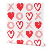 XOXO hearts // pink and red heart valentines love design 