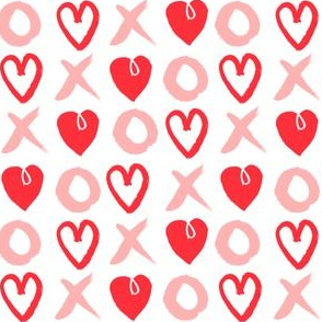 XOXO hearts // pink and red heart valentines love design 