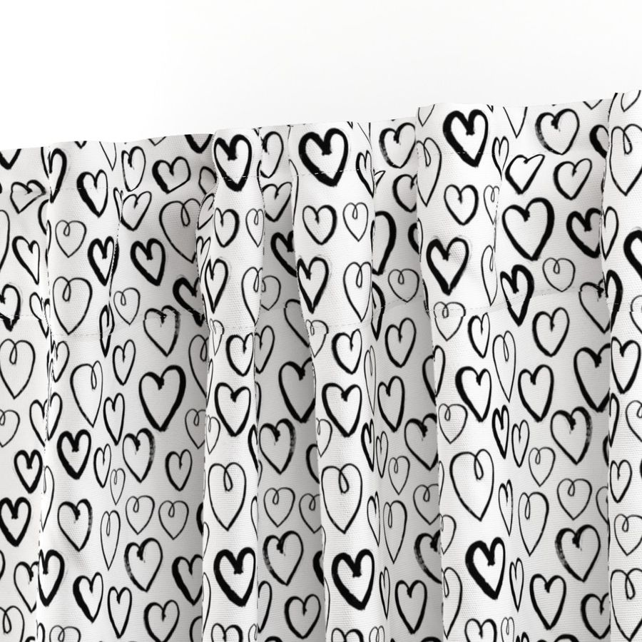 hearts // black and white hand-drawn gender neutral cool trendy scandinavian inspired black and white kids design