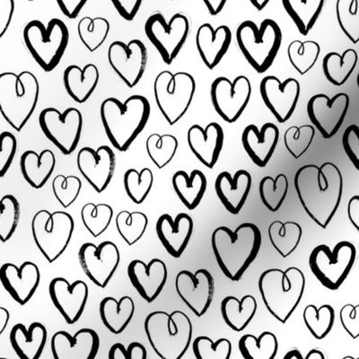 hearts // black and white hand-drawn gender neutral cool trendy scandinavian inspired black and white kids design