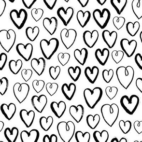 hearts // black and white hand-drawn gender neutral cool trendy scandinavian inspired black and white kids design