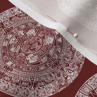 Aztec Calendar on Maroon - Medium (4")