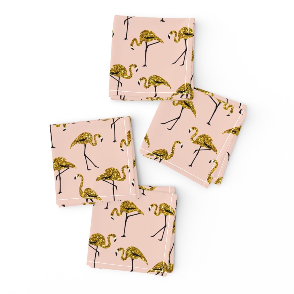 gold glitter flamingos - blush