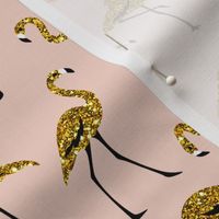 gold glitter flamingos - blush