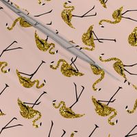 gold glitter flamingos - blush