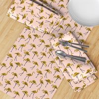 gold glitter flamingos - blush