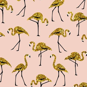 gold glitter flamingos - blush