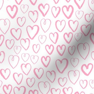 hearts // pink and white valentines love print sweet little pastel hand-drawn hearts