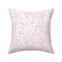 hearts // pink and white valentines love print sweet little pastel hand-drawn hearts