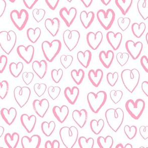 hearts // pink and white valentines love print sweet little pastel hand-drawn hearts