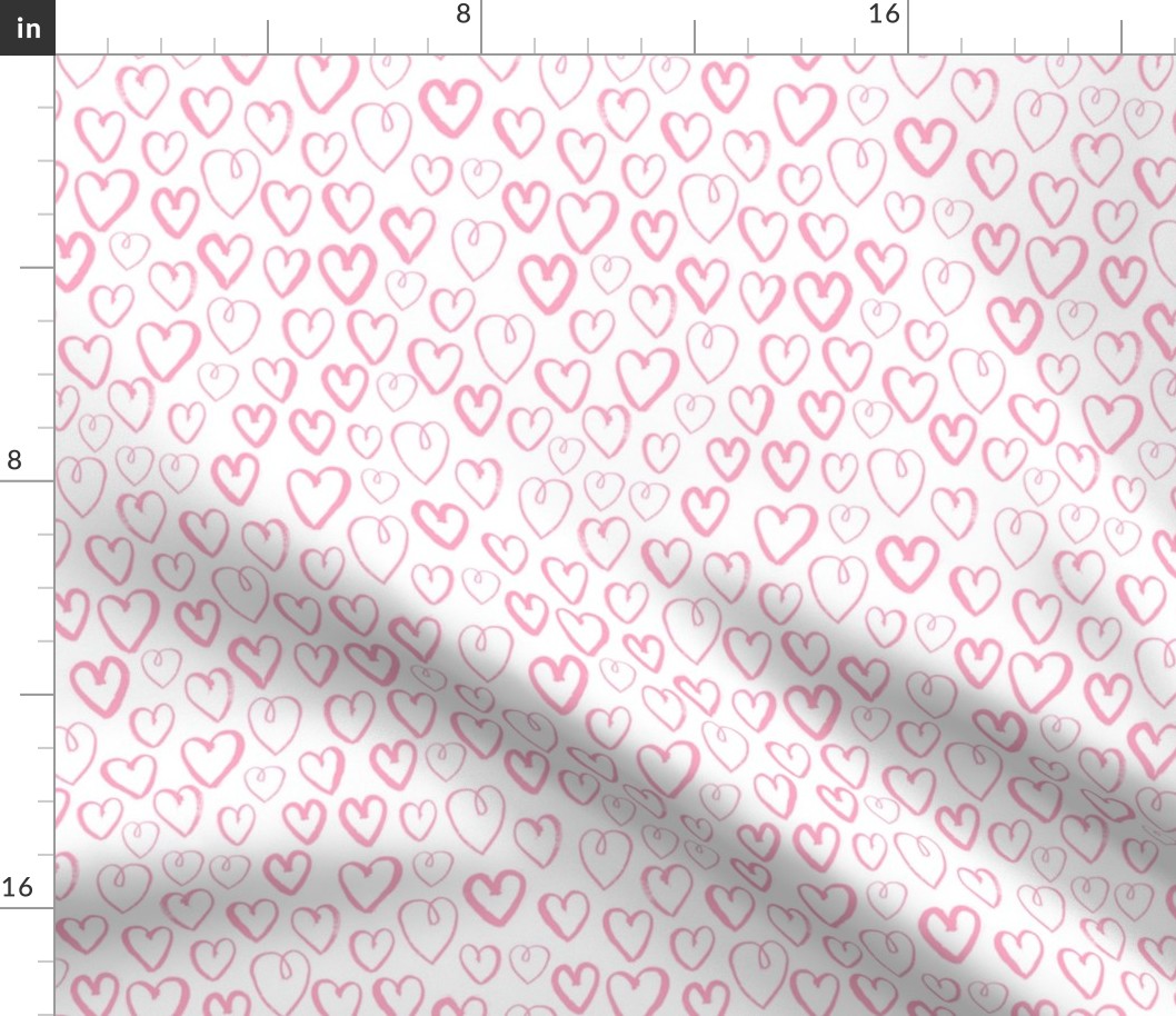 hearts // pink and white valentines love print sweet little pastel hand-drawn hearts
