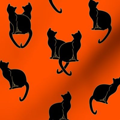 Haunted Black Cats on Orange