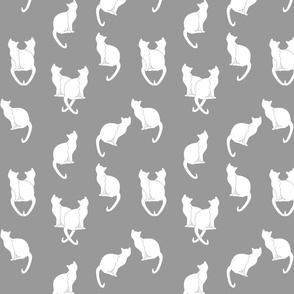 Haunted White Cats on Gray