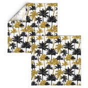  gold glitter palm trees - white, medium. silhuettes golden imitation tropical forest white background summer hot black palm leaves shimmering metal effect texture fabric wallpaper giftwrap 