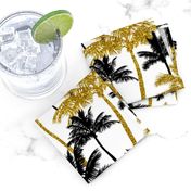  gold glitter palm trees - white, medium. silhuettes golden imitation tropical forest white background summer hot black palm leaves shimmering metal effect texture fabric wallpaper giftwrap 