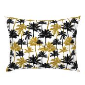  gold glitter palm trees - white, medium. silhuettes golden imitation tropical forest white background summer hot black palm leaves shimmering metal effect texture fabric wallpaper giftwrap 