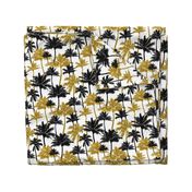  gold glitter palm trees - white, medium. silhuettes golden imitation tropical forest white background summer hot black palm leaves shimmering metal effect texture fabric wallpaper giftwrap 