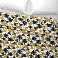  gold glitter palm trees - white, medium. silhuettes golden imitation tropical forest white background summer hot black palm leaves shimmering metal effect texture fabric wallpaper giftwrap 