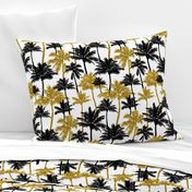  gold glitter palm trees - white, medium. silhuettes golden imitation tropical forest white background summer hot black palm leaves shimmering metal effect texture fabric wallpaper giftwrap 