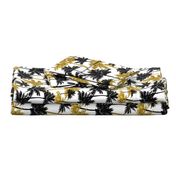  gold glitter palm trees - white, medium. silhuettes golden imitation tropical forest white background summer hot black palm leaves shimmering metal effect texture fabric wallpaper giftwrap 