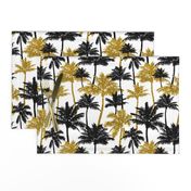  gold glitter palm trees - white, medium. silhuettes golden imitation tropical forest white background summer hot black palm leaves shimmering metal effect texture fabric wallpaper giftwrap 