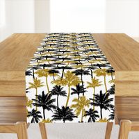  gold glitter palm trees - white, medium. silhuettes golden imitation tropical forest white background summer hot black palm leaves shimmering metal effect texture fabric wallpaper giftwrap 