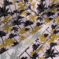 gold glitter palm trees - light pink,  medium. silhuettes golden imitation tropical forest pink background hot summer sunset black palm leaves shimmering metal effect texture fabric wallpaper giftwrap 