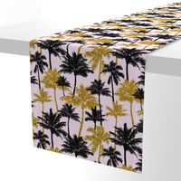 gold glitter palm trees - light pink,  medium. silhuettes golden imitation tropical forest pink background hot summer sunset black palm leaves shimmering metal effect texture fabric wallpaper giftwrap 