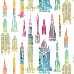 Watercolour Rockets - rainbow