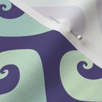 4" pale green and mint blue tendrils on purple