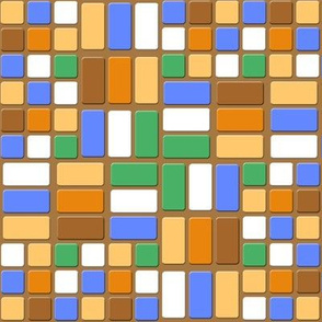 Confused Bricks Brown Green and Blue, Half Brick