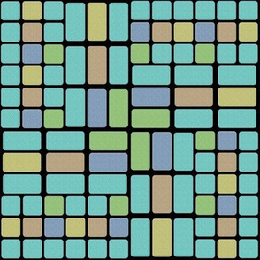 Confused Bricks in Aqua, Sage, Sand and Slate