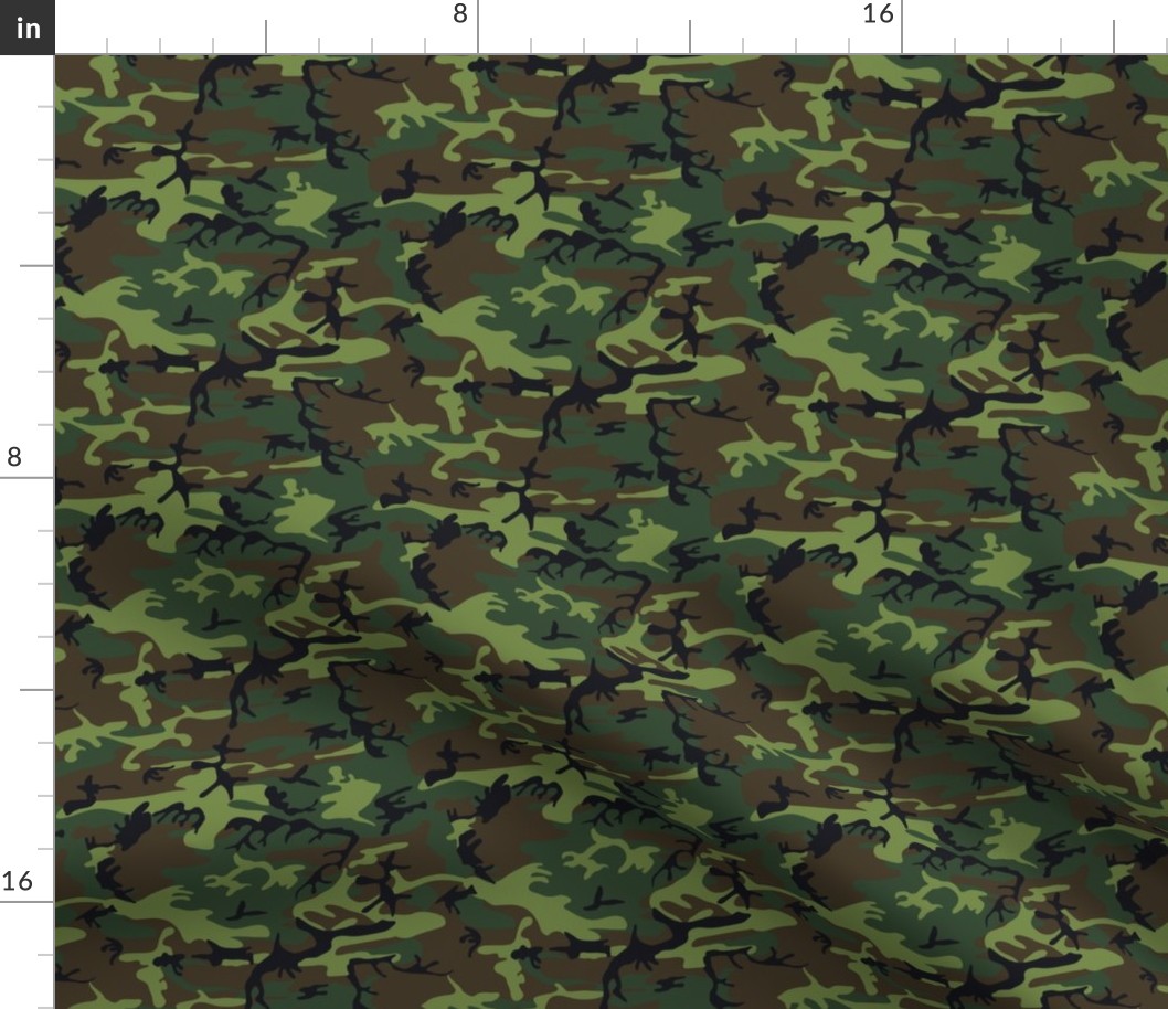 Small Greens, Brown, and Black Military Camouflage (6 inch repeat)