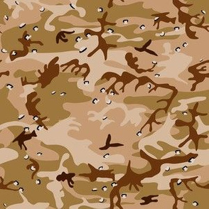 Small Beige, Tan, and Brown Desert Military Camouflage (6 inch repeat)