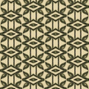 Leaves and Abstract Elements in Green and Cream