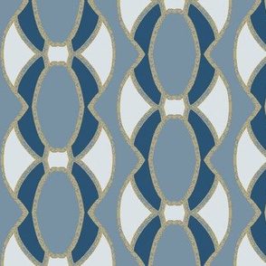 Oval Abstract Elements Forming a Vertical Pattern in Blues